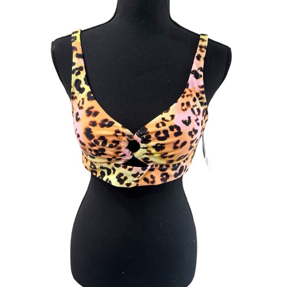 NWT! Bar III Leopard Print Banded Ring Top & High-Rise Bikini Bottom - Size M - Picture 5 of 8
